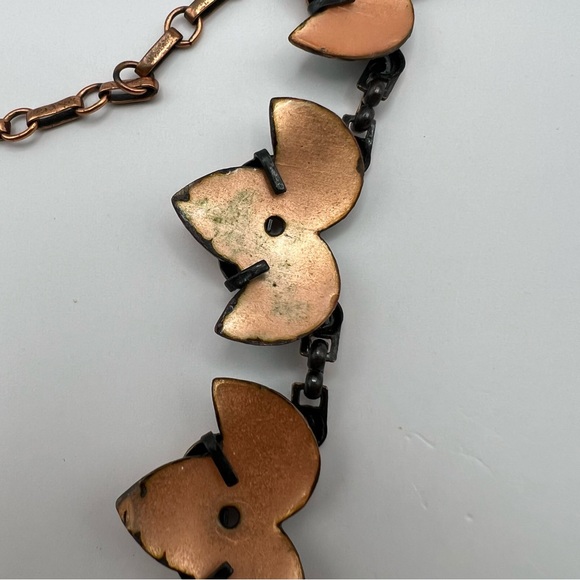 Vintage Renoir Matisse Scalloped Copper Necklace w/ Blue Enamel Accents - Rare - Picture 9 of 10